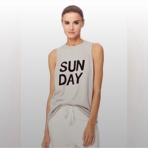 360 Cashmere Gray Tank Top with Black 'Sunday' Print
